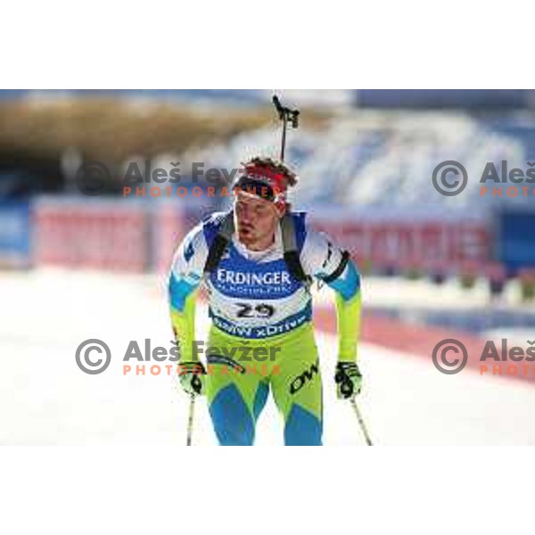 Klemen Bauer during BMW IBU World Cup Biathlon Men Mass Start 15km at Pokljuka, Slovenia on December 20, 2015