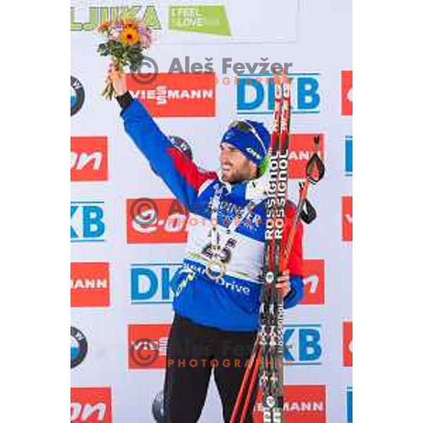 Jean Guillaume Beatrix during BMW IBU World Cup Biathlon Men Mass Start 15km at Pokljuka, Slovenia on December 20, 2015