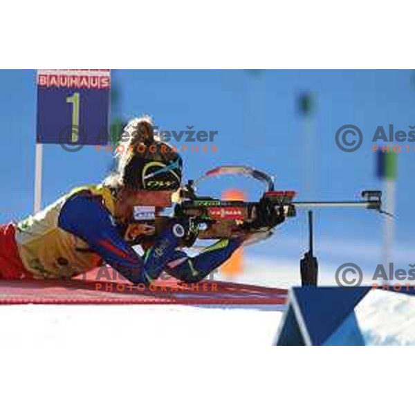 Marie Dorin Habert during BMW IBU World Cup Biathlon Women Mass Start 12.5km at Pokljuka, Slovenia on December 20, 2015