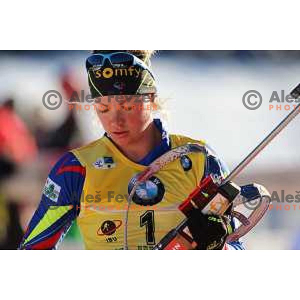 Marie Dorin Habert during BMW IBU World Cup Biathlon Women Mass Start 12.5km at Pokljuka, Slovenia on December 20, 2015