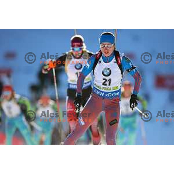 Olga Podchufarova during BMW IBU World Cup Biathlon Women Mass Start 12.5km at Pokljuka, Slovenia on December 20, 2015