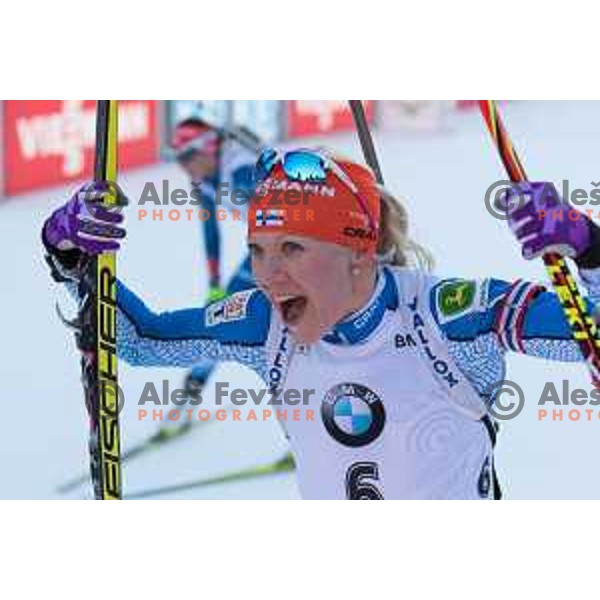 Kaisa Makarainen during BMW IBU World Cup Biathlon Women Mass Start 12.5km at Pokljuka, Slovenia on December 20, 2015