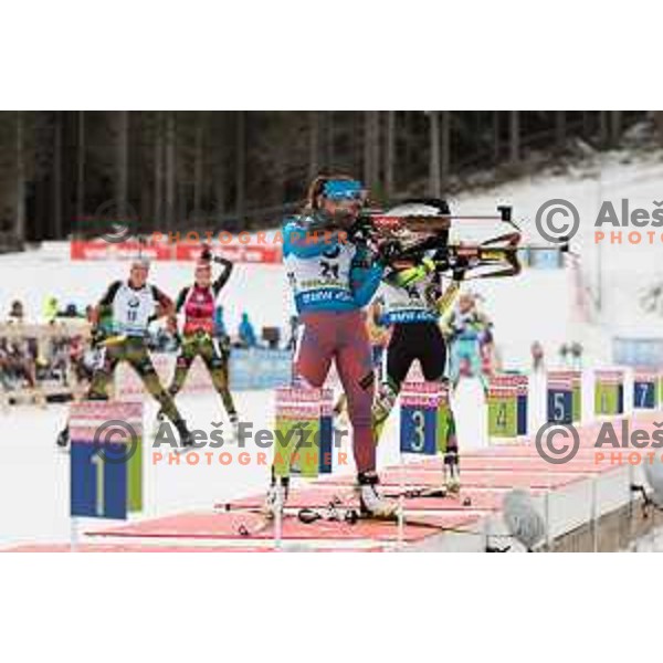 Olga Podchufarova during BMW IBU World Cup Biathlon Women Mass Start 12.5km at Pokljuka, Slovenia on December 20, 2015