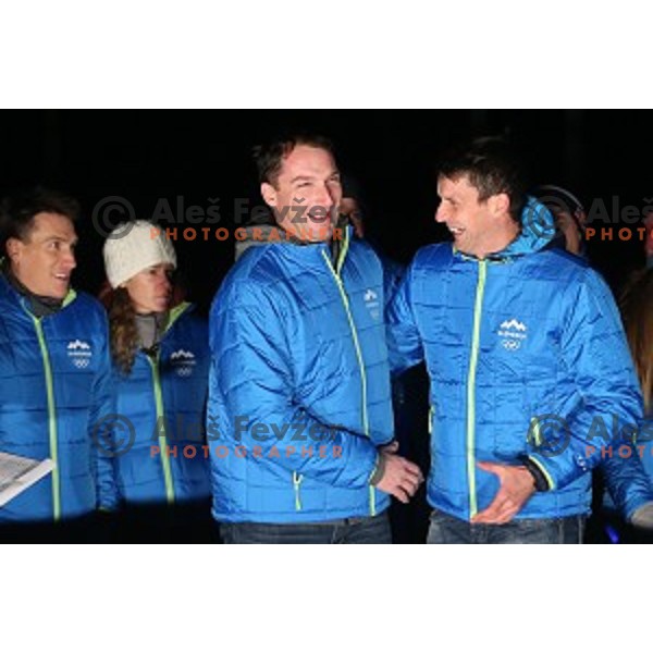 Primoz Kozmus and Miha Pirih at Presentation of Slovenia athletes candidates for Rio 2016 Summer Olympic games at Bled, Slovenia on December 30, 2015