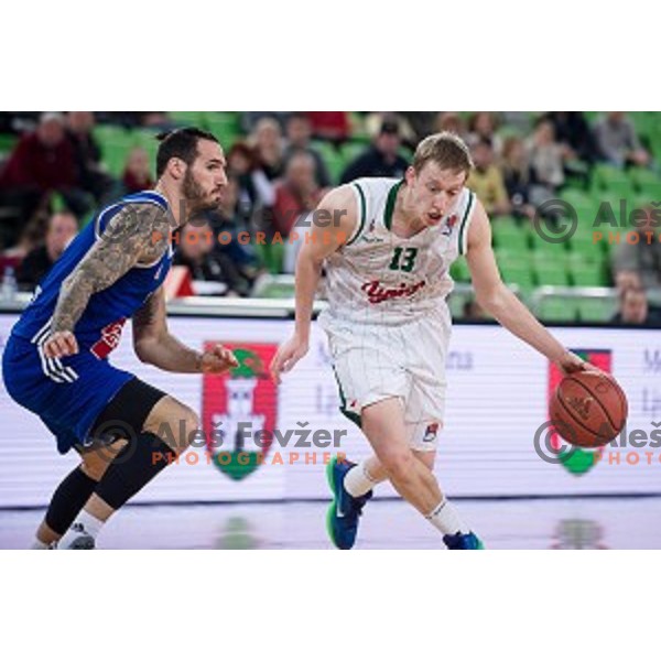 Miha Lapornik in action during ABA League basketball match between Union Olimpija Ljubljana - Cibona Zagreb, Stozice, Ljubljana, 30.12.2015