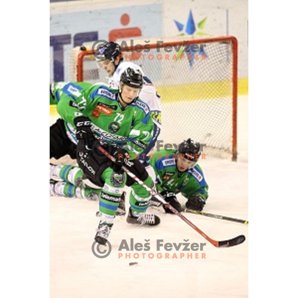 of Telemach Olimpija in action during ice-hockey match Telemach Olimpija-Sapa Fehervar AV 19 in EBEL league 2015/2016 in Tivoli Hall, Ljubljana, Slovenia on January 1, 2016