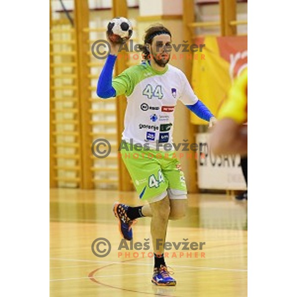 Dean Bombac in action during friendly handball match between Slovenia and Macedonia in Krsko, Slovenia on January 4, 2016