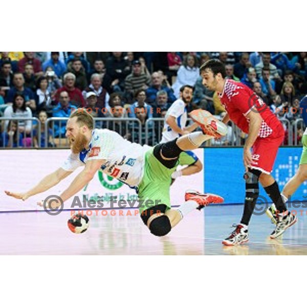 Miha Zvizej in action during friendly handball match between Slovenia - Croatia, Bonifika, Koper, 09.01.2016