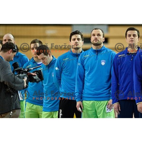 Uros Zorman, Matevz Skok in action during friendly handball match between Slovenia - Croatia, Bonifika, Koper, 09.01.2016