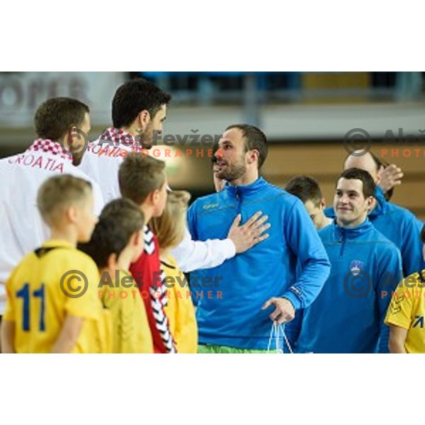 Uros Zorman in action during friendly handball match between Slovenia - Croatia, Bonifika, Koper, 09.01.2016