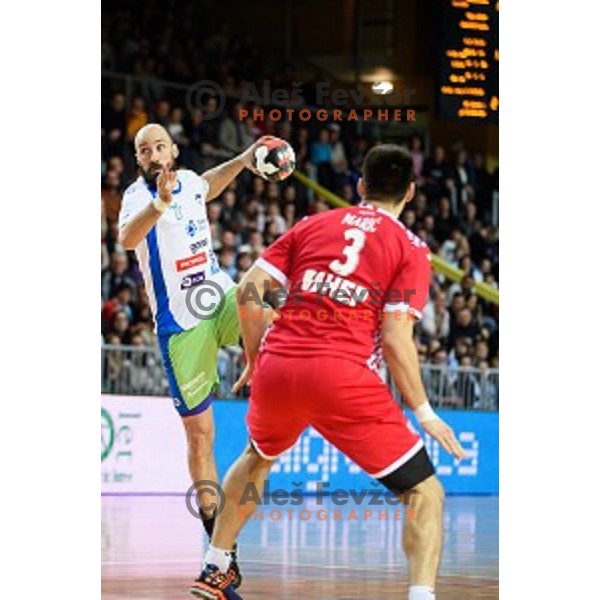 Vid Kavticnik in action during friendly handball match between Slovenia - Croatia, Bonifika, Koper, 09.01.2016