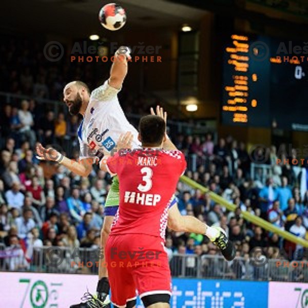 Vid Kavticnik in action during friendly handball match between Slovenia - Croatia, Bonifika, Koper, 09.01.2016