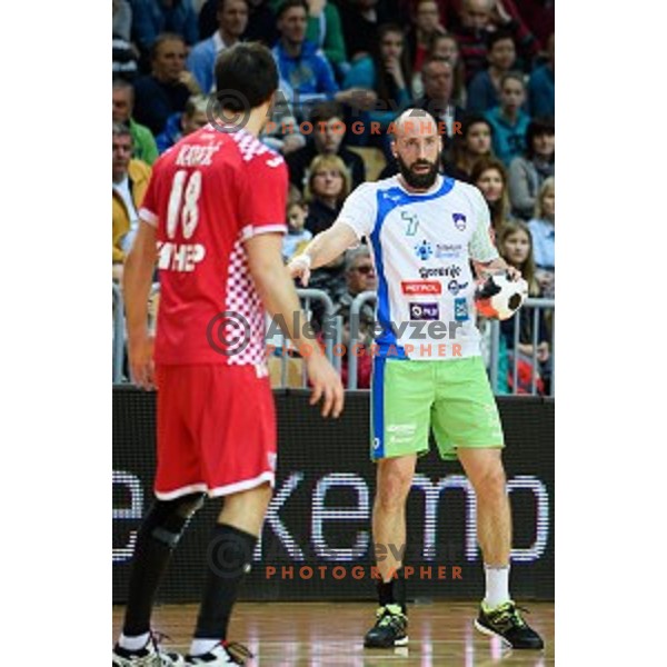 Vid Kavticnik in action during friendly handball match between Slovenia - Croatia, Bonifika, Koper, 09.01.2016