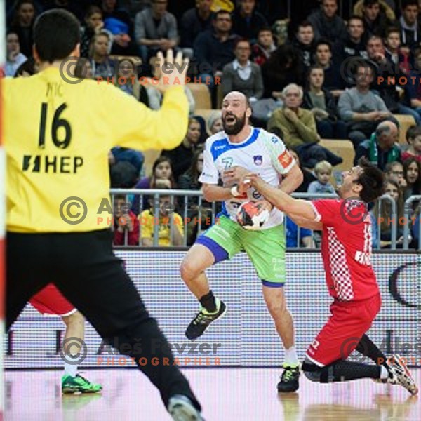 Vid Kavticnik in action during friendly handball match between Slovenia - Croatia, Bonifika, Koper, 09.01.2016