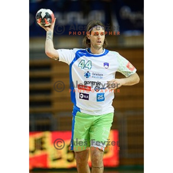 Dean Bombac in action during friendly handball match between Slovenia - Croatia, Bonifika, Koper, 09.01.2016