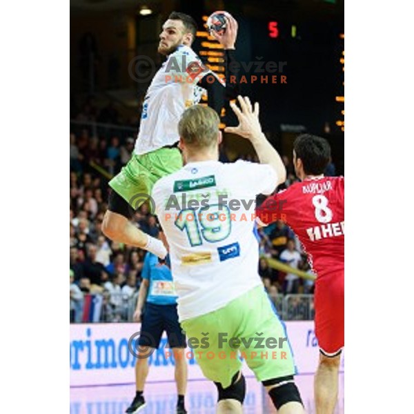 Borut Mackovsek in action during friendly handball match between Slovenia - Croatia, Bonifika, Koper, 09.01.2016