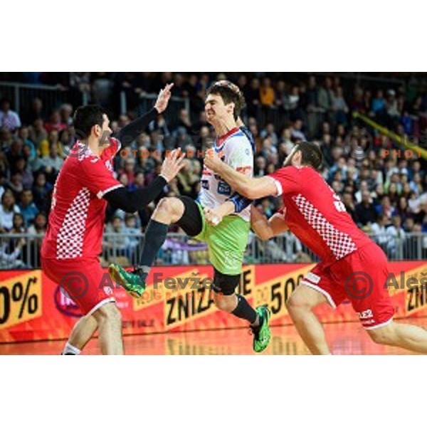 Sebastian Skube in action during friendly handball match between Slovenia - Croatia, Bonifika, Koper, 09.01.2016