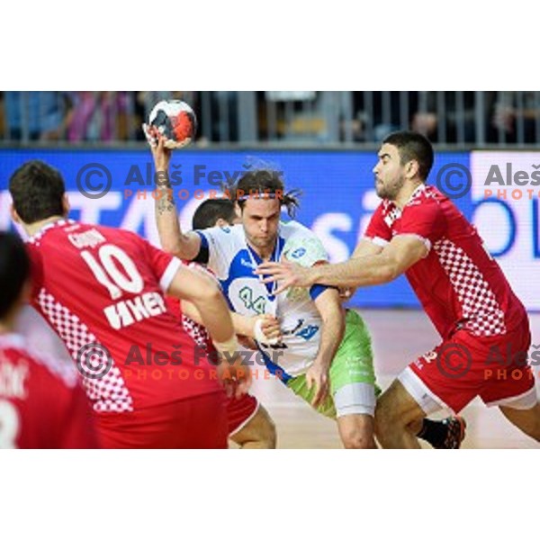 Dean Bombac in action during friendly handball match between Slovenia - Croatia, Bonifika, Koper, 09.01.2016