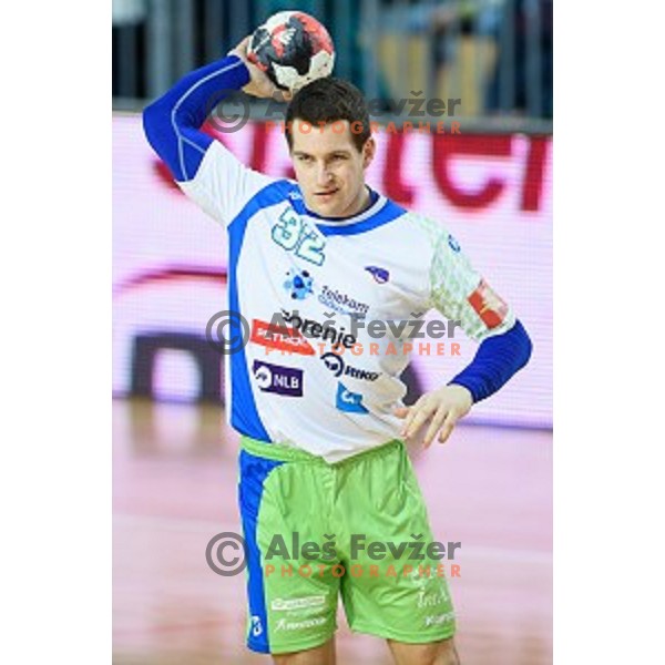 Miha Zarabec in action during friendly handball match between Slovenia - Croatia, Bonifika, Koper, 09.01.2016