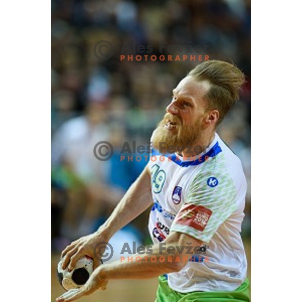 Miha Zvizej in action during friendly handball match between Slovenia - Croatia, Bonifika, Koper, 09.01.2016