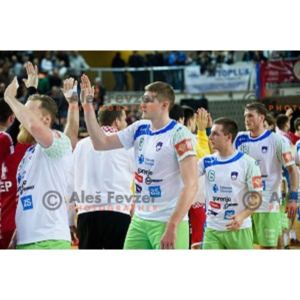 Blaz Blagotinsek in action during friendly handball match between Slovenia - Croatia, Bonifika, Koper, 09.01.2016