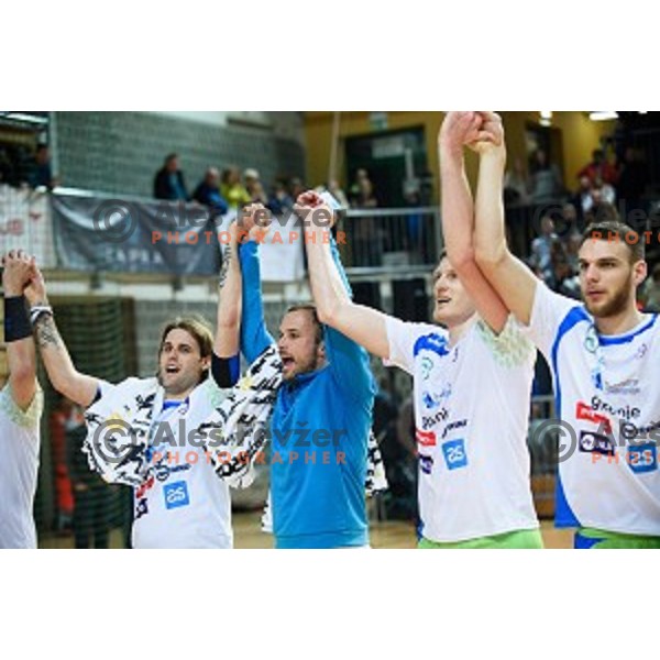 Dean Bombac, Uros Zorman, Blaz Blagotinsek in action during friendly handball match between Slovenia - Croatia, Bonifika, Koper, 09.01.2016