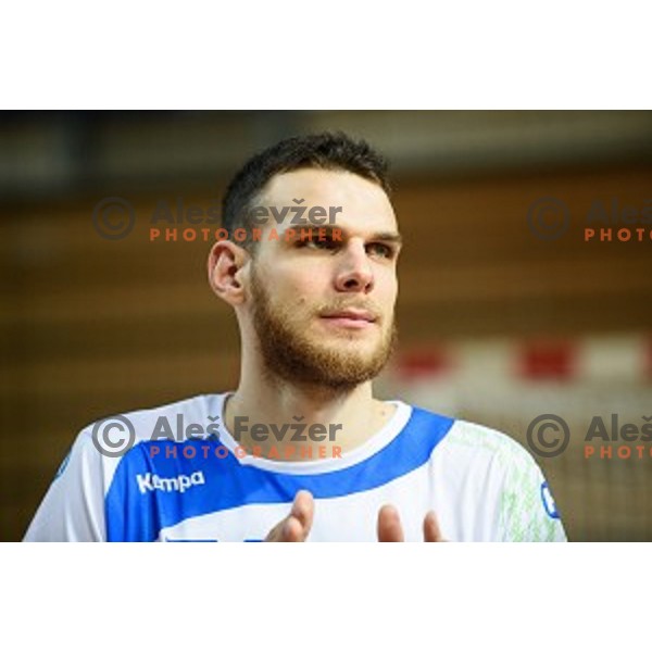 Blaz Blagotinsek in action during friendly handball match between Slovenia - Croatia, Bonifika, Koper, 09.01.2016