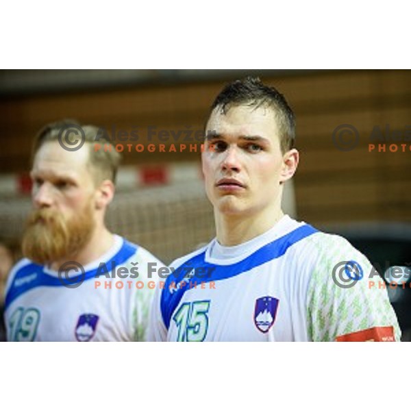 Vid Poteko in action during friendly handball match between Slovenia - Croatia, Bonifika, Koper, 09.01.2016