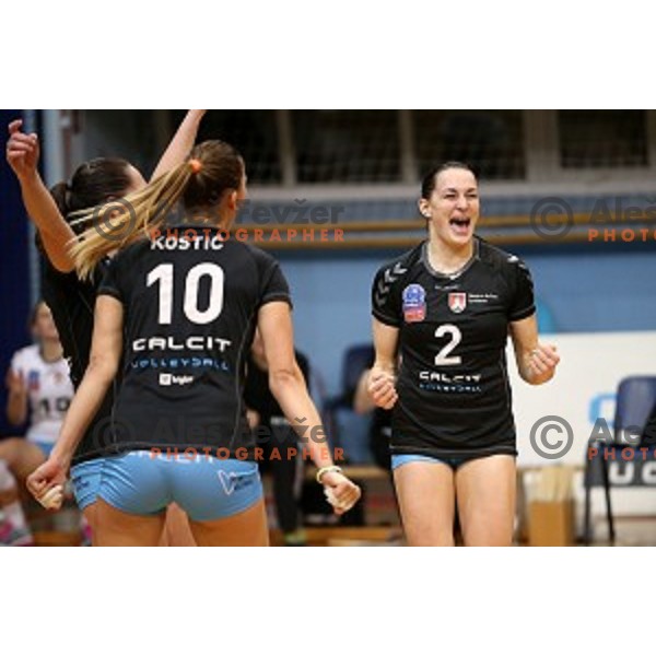 Tina Grudina in action in the Final of Slovenian Volleyball Cup between Calcit Volleyball and Nova KBM Branik in Kamnik, Slovenia on January 9, 2016