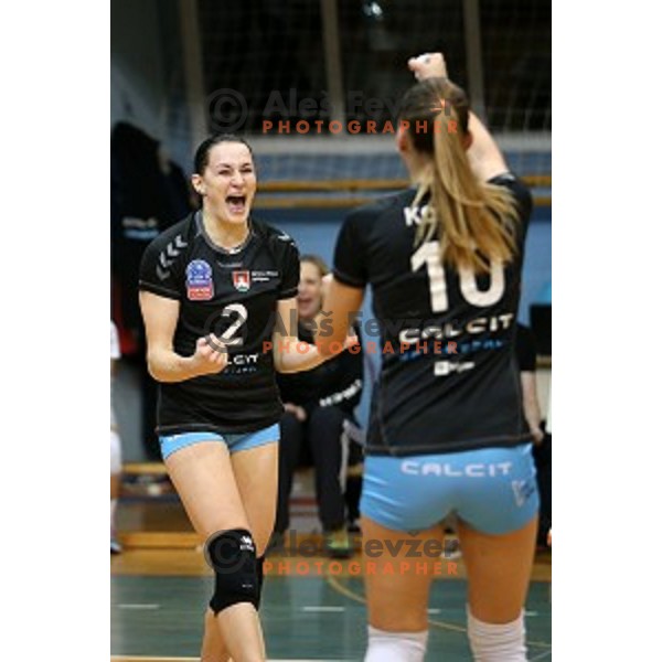 Tina Grudina in action in the Final of Slovenian Volleyball Cup between Calcit Volleyball and Nova KBM Branik in Kamnik, Slovenia on January 9, 2016