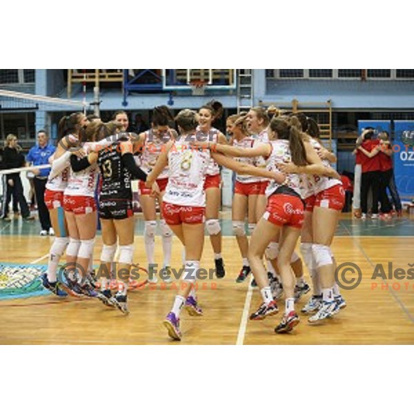 action in the Final of Slovenian Volleyball Cup between Calcit Volleyball and Nova KBM Branik in Kamnik, Slovenia on January 9, 2016