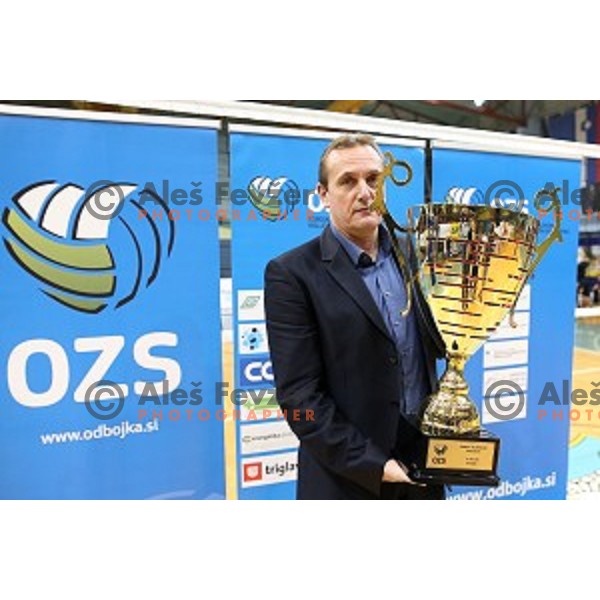 action in the Final of Slovenian Volleyball Cup between Calcit Volleyball and Nova KBM Branik in Kamnik, Slovenia on January 9, 2016