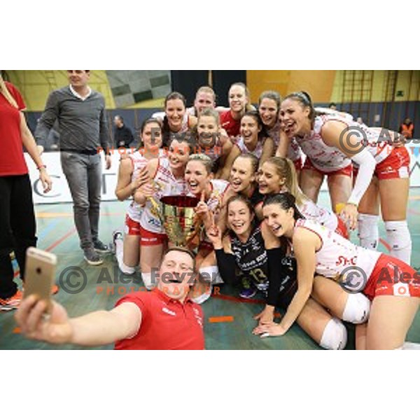 action in the Final of Slovenian Volleyball Cup between Calcit Volleyball and Nova KBM Branik in Kamnik, Slovenia on January 9, 2016