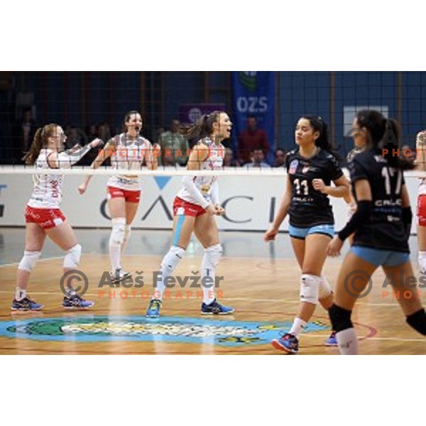 action in the Final of Slovenian Volleyball Cup between Calcit Volleyball and Nova KBM Branik in Kamnik, Slovenia on January 9, 2016