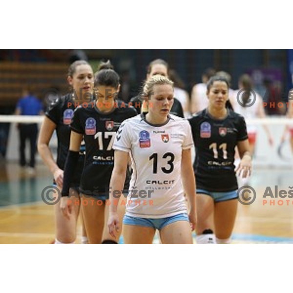 Meta Jerala in action in the Final of Slovenian Volleyball Cup between Calcit Volleyball and Nova KBM Branik in Kamnik, Slovenia on January 9, 2016