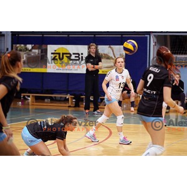 Meta Jerala in action in the Final of Slovenian Volleyball Cup between Calcit Volleyball and Nova KBM Branik in Kamnik, Slovenia on January 9, 2016