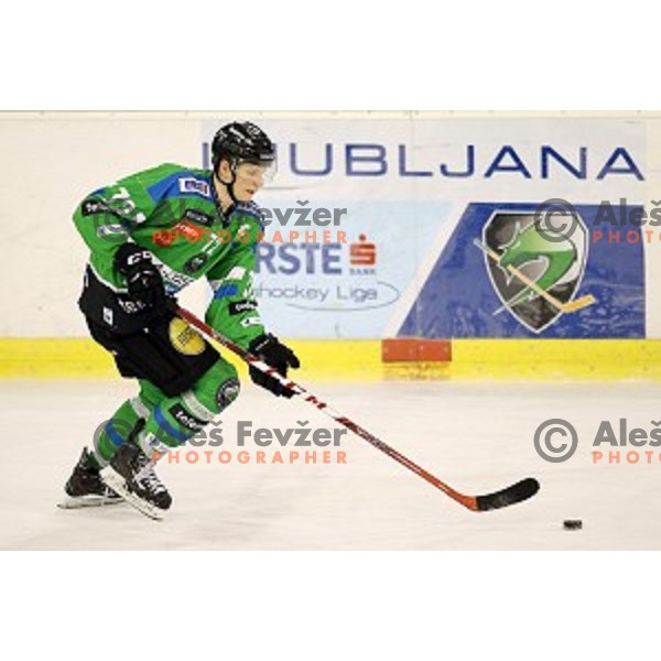 of Telemach Olimpija in action during ice-hockey match Telemach Olimpija - Red Bull Salzburg in EBEL league 2015/2016 in Tivoli Hall, Ljubljana, Slovenia on January 10, 2016