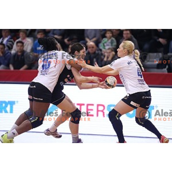 Mirjeta Bajramoska of Krim Mercator in action during handball match between Krim Mercator (Slovenia) and Municipal Craiova (Romania) in Cup Winners Cup, played in Kodeljevo Hall, Ljubljana, Slovenia on January 16, 2016