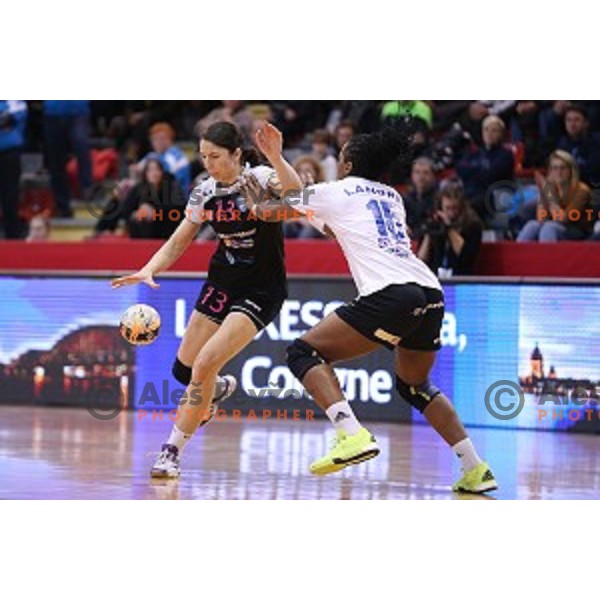 Mirjeta Bajramoska of Krim Mercator in action during handball match between Krim Mercator (Slovenia) and Municipal Craiova (Romania) in Cup Winners Cup, played in Kodeljevo Hall, Ljubljana, Slovenia on January 16, 2016