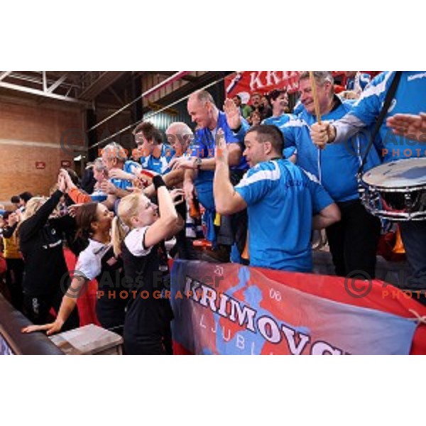of Krim Mercator in action during handball match between Krim Mercator (Slovenia) and Municipal Craiova (Romania) in Cup Winners Cup, played in Kodeljevo Hall, Ljubljana, Slovenia on January 16, 2016