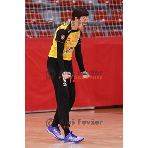 Sergeja Stefanisin of Krim Mercator in action during handball match between Krim Mercator (Slovenia) and Municipal Craiova (Romania) in Cup Winners Cup, played in Kodeljevo Hall, Ljubljana, Slovenia on January 16, 2016
