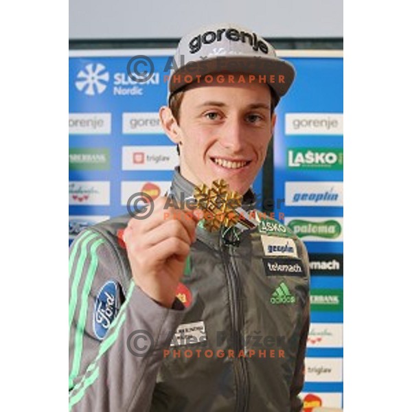 Peter Prevc at press conference of Slovenia Nordic Ski team in Ljubljana on January 18, 2016