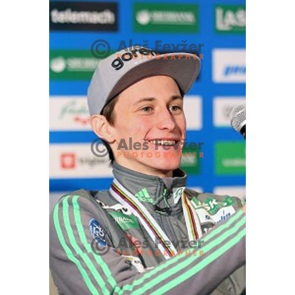 Peter Prevc at press conference of Slovenia Nordic Ski team in Ljubljana on January 18, 2016