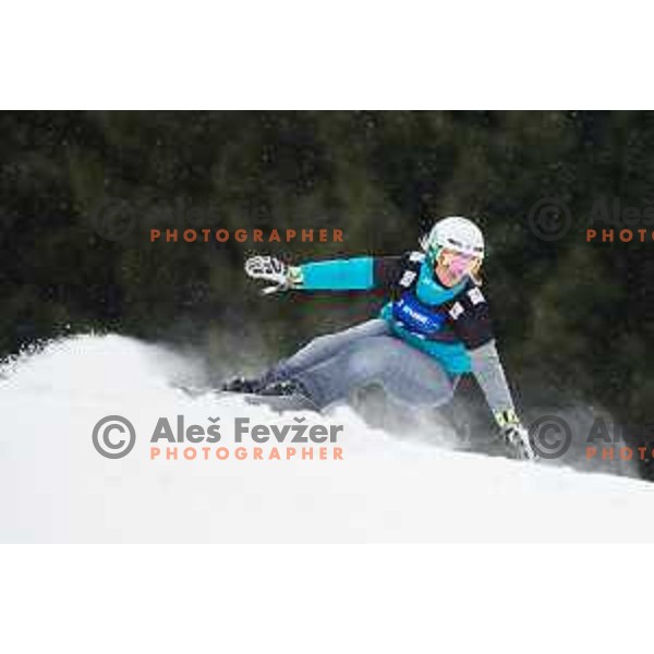 Patricia Mastnak in action during snowboard match of FIS Snowboard World Cup Parallel Gaint Slalom at Rogla, Slovenia, on January 23, 2016