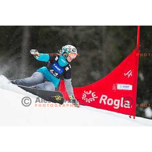 Patricia Mastnak in action during snowboard match of FIS Snowboard World Cup Parallel Gaint Slalom at Rogla, Slovenia, on January 23, 2016