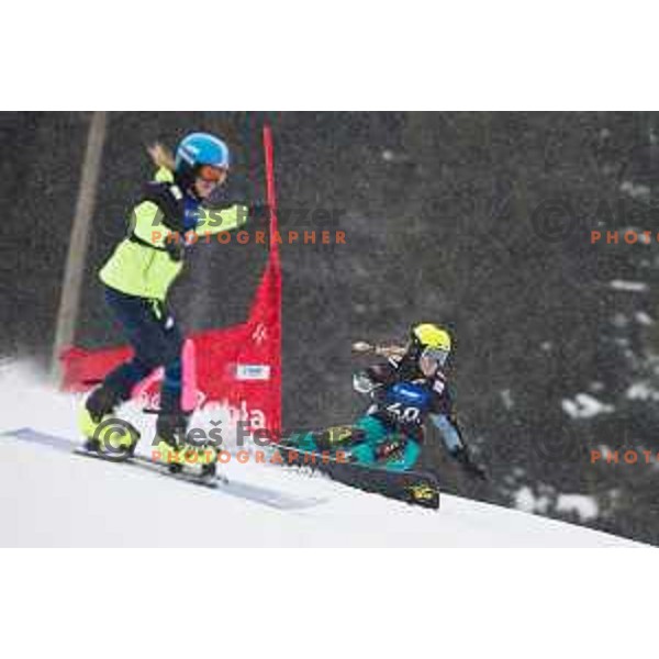Iva Polanec in action during snowboard match of FIS Snowboard World Cup Parallel Gaint Slalom at Rogla, Slovenia, on January 23, 2016