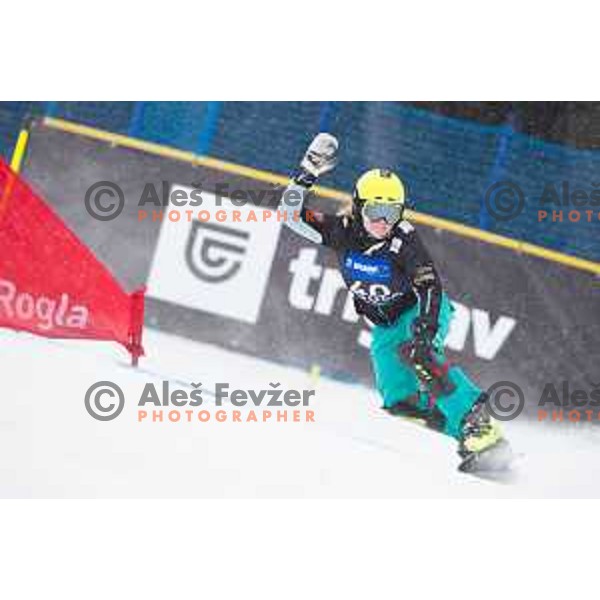 Iva Polanec in action during snowboard match of FIS Snowboard World Cup Parallel Gaint Slalom at Rogla, Slovenia, on January 23, 2016