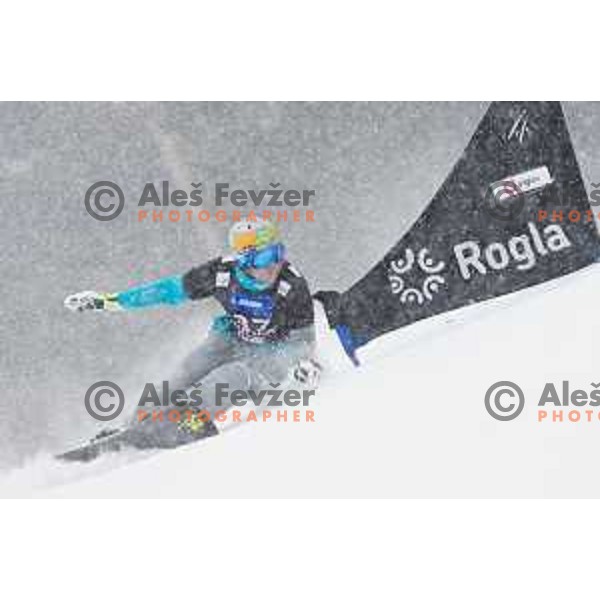 Tim Mastnak in action during snowboard match of FIS Snowboard World Cup Parallel Gaint Slalom at Rogla, Slovenia, on January 23, 2016