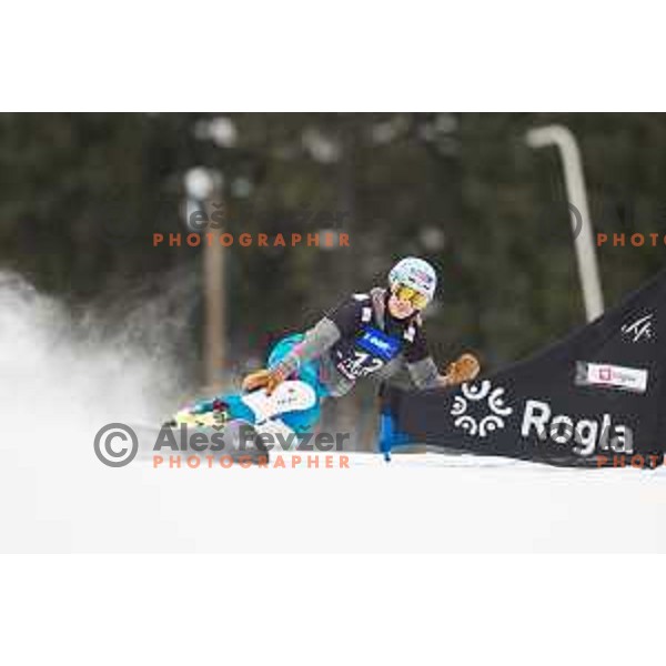 Patrizia Kummerin action during snowboard match of FIS Snowboard World Cup Parallel Gaint Slalom at Rogla, Slovenia, on January 23, 2016