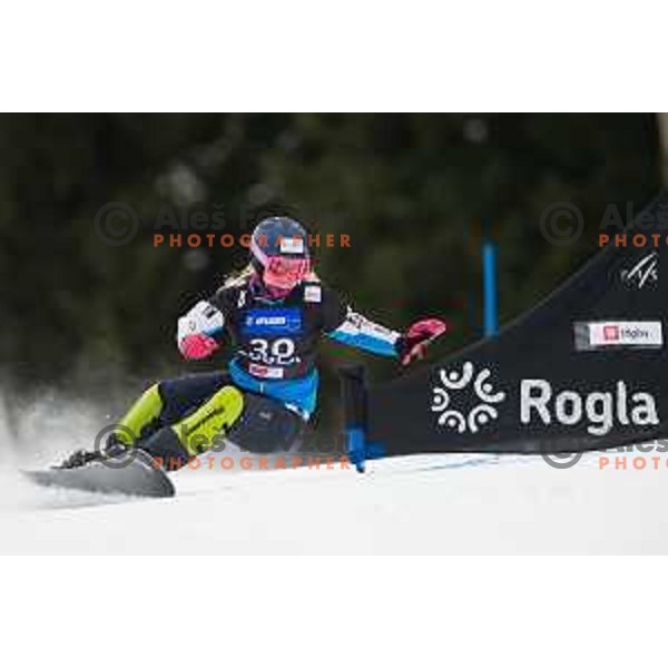 Bernadette Ernst in action during snowboard match of FIS Snowboard World Cup Parallel Gaint Slalom at Rogla, Slovenia, on January 23, 2016
